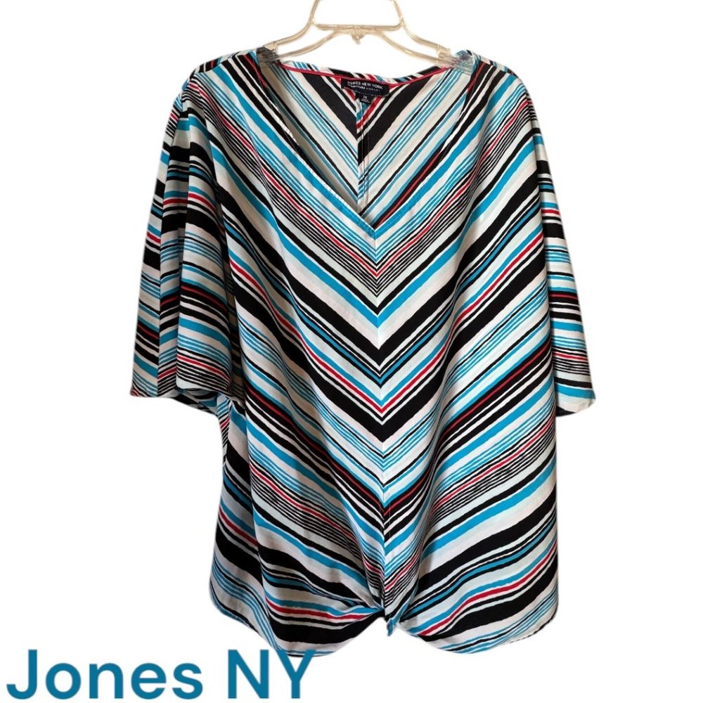 JONES NY   V-NECKLINE PRINT TOP   2X PLUS   #Z